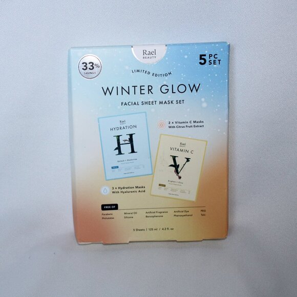 Rael Beauty Limited Edition Winter Glow Facial Sheet Mask Set (5 Sheets) - Picture 2 of 5